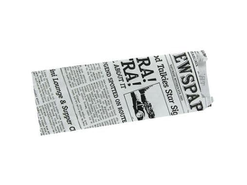 Ranskalainen hotdogpussi Old News 70/30x185 mm, jossa on falssi, 1000 kpl/krt