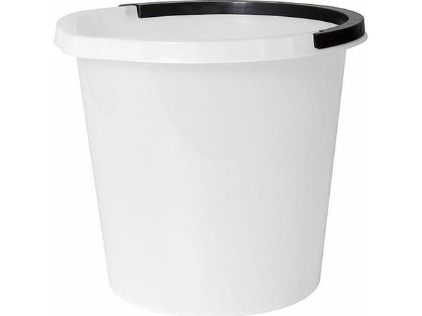 Hink 10 ltr. plast rund med handtag vit