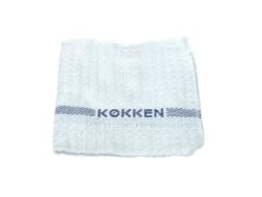 Köksduk 40x40 cm Vit med blå text för kök,10 pk x 25 pk/krt