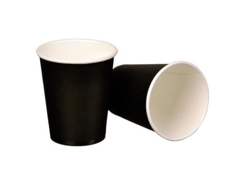 Kaffebæger Pap Ø80xH90mm 25cl 8oz Single Wall Sort,50 stk/ps - (50 stk.)