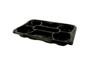 Plastbakke 7-rum 350x240 mm sort fad med løst klart låg RPET- (karton á 25 stk.)