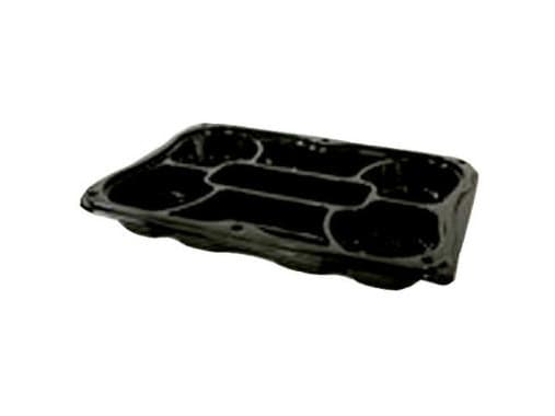 Plastbakke 7-rum 350x240 mm sort fad med løst klart låg RPET- (karton á 25 stk.)