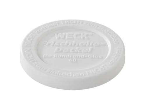Låg Weck Ø6.7 cm til patentglas. Hvid Plast,15 pk x 5 stk/krt