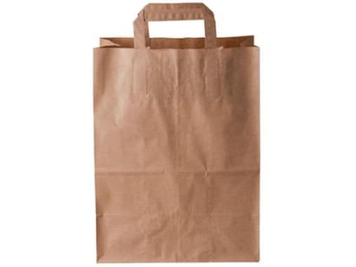 Bærepose 16 ltr 250x150x340 mm 70 gr FSC med Hank Papir Brun,250 stk/krt