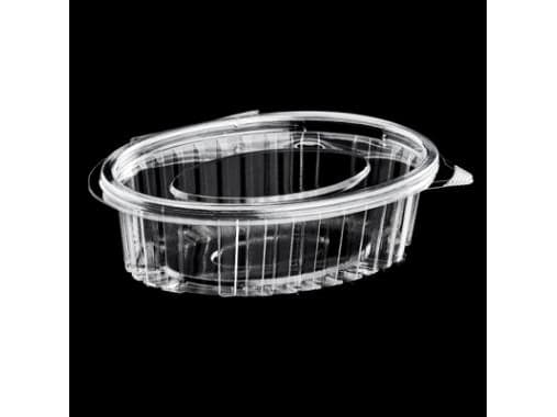 Plastbæger Catersource 150 ml 112x145x26 mm Oval Hængslet låg RPET Klar,8 ps x 100 stk/krt