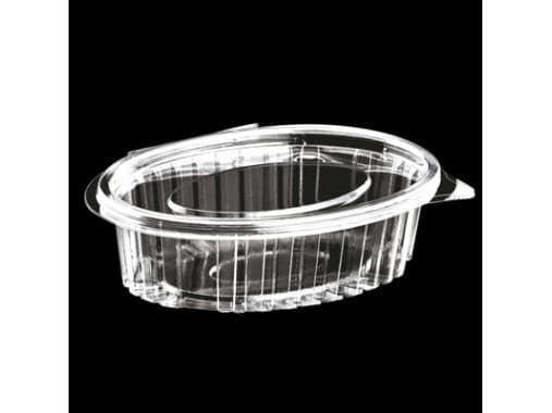 Plastbæger Catersource 250 ml 112x145x42 mm Oval Hængslet låg RPET Klar,100 stk/ps - (100 stk.)