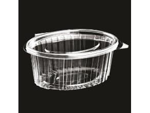 Plastbæger Catersource 375 ml 112x145x57 mm Oval Hængslet låg RPET Klar,100 stk/ps - (100 stk.)