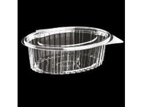 Plastbæger Catersource 500 ml 127x160x57 mm Oval Hængslet låg RPET Klar,6 ps x 100 stk/krt