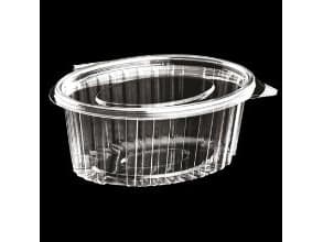 Plastbæger Catersource 750 ml 145x190x60 mm Oval Hængslet låg RPET Klar,100 stk/ps - (100 stk.)