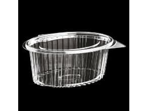 Plastbæger Catersource 1000 ml 145x190x82 mm Oval Hængslet låg RPET Klar,4 ps x 100 stk/krt
