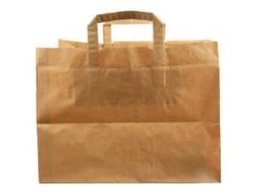 Bærepose Take Away 41 ltr 360x315x360 mm 110 gr med Hank Papir Brun,125 stk/krt