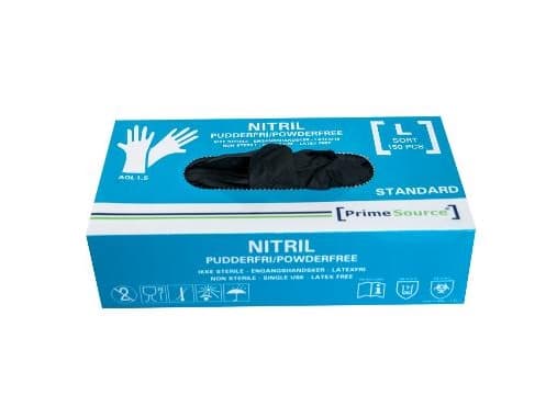 Engångshandske Prime Source STANDARD storlek L utan puder Nitril AQL 1.5 svart - (150 st.)