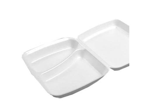 Termobakke 2-rum 247x198x75 mm Hængslet låg XPS Hvid HP 4/2 TT,2 pk x 125 stk/krt