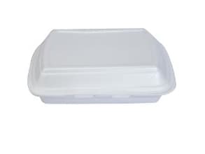 Termobakke 3-rum 247x198x75 mm Hængslet låg XPS Hvid HP 4/3 TT,2 pk x 125 stk/krt