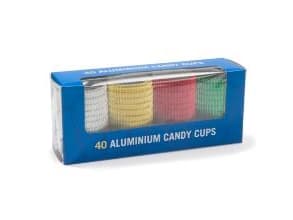 Godisbägare i aluminium i olika färger, 40 st/pk