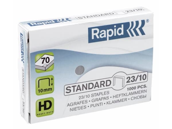 Rapid 23/10, Niittipakkaus, 23/10, 1 cm, 1000 niitit, 40 sivua, Hopea