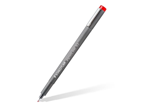 STAEDTLER pigment liner 308 - Fineliner - rød, blå, grønn, oransje, brun, purpur - fargeblekk - 0.5 mm (en pakke 6)