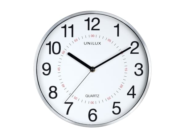 Unilux 400094280, Vegg, Quartz clock, Rund, Grå, Plast, Glass