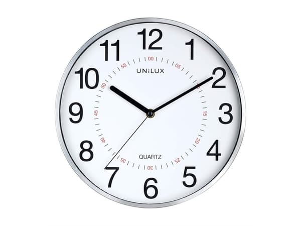 Unilux 400094280, Vegg, Quartz clock, Rund, Grå, Plast, Glass