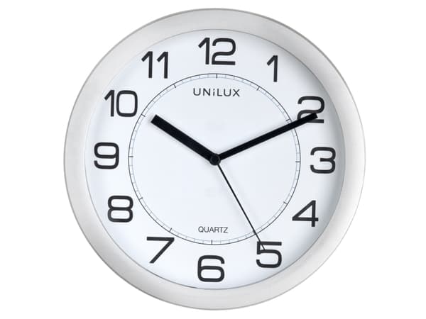 Unilux Attraction, Vegg, Quartz clock, Rund, Grå, Akrylonitril-butadien-styren (ABS), Glass
