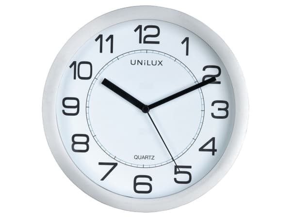 Unilux Attraction, Vegg, Quartz clock, Rund, Grå, Akrylonitril-butadien-styren (ABS), Glass