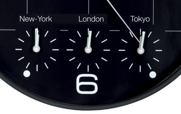 Vægur Unilux On-Time sort ø30,5cm 4 tidszoner