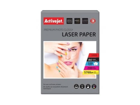 Activejet AP4-200G100L, Gloss, 200 g/m², Laser, A4, 21x29.7 cm, Hvit