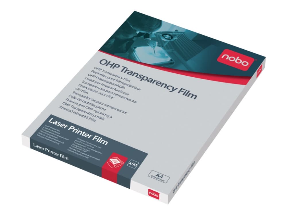 Genomskinlig film för laserskrivare Nobo A4 (210x297 mm) klar - (50 ark)