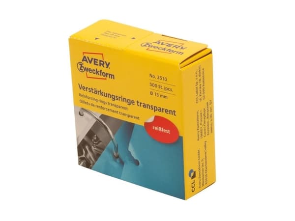 Avery Zweckform 3510, Kiinnitysklipsi, Läpinäkyvä, Polypropeeni (PP), 1,3 cm