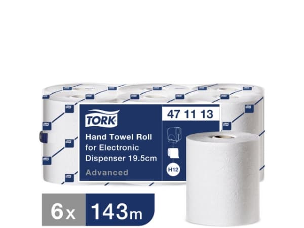 Håndklædeark Tork H12 Advanced hvid 2-lags enMotion 143m hvid - (6 ruller pr. karton)