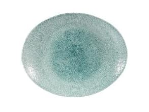 Tallerken Coupe Oval Raku 27 cm Porcelæn Jadegrøn,12 stk/krt