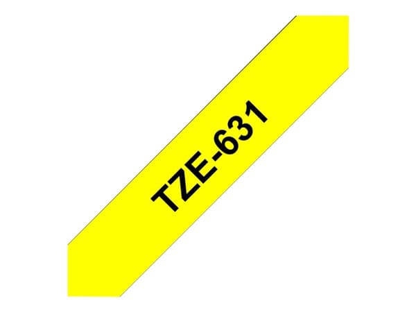 Brother TZe-631 - Standardklebemiddel - svart på gult - Rull (1,2 cm x 8 m) 1 kassett(er) laminert teip - for Brother PT-D210, D600, H110; P-Touch PT