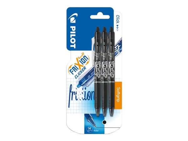 Pilot Frixion Clicker m/klik 0.7 mm sort i blister - (3 stk.)