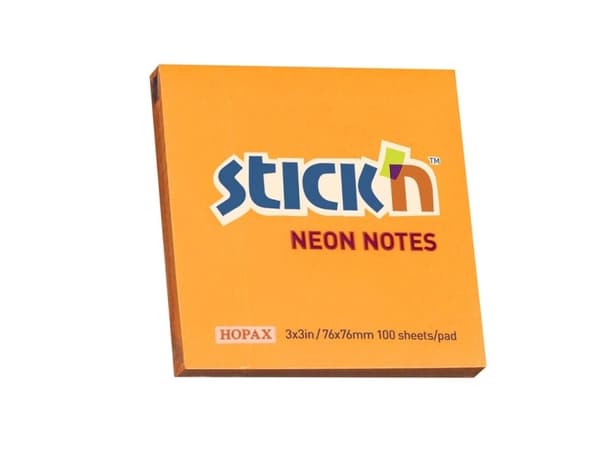 Notes Stick'N NEON orange 76x76mm 100blade - (12 stk.)