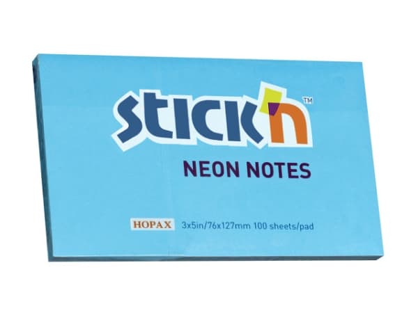 Notes Stick'N NEON blå 76x127mm 100blade - (12 stk.)