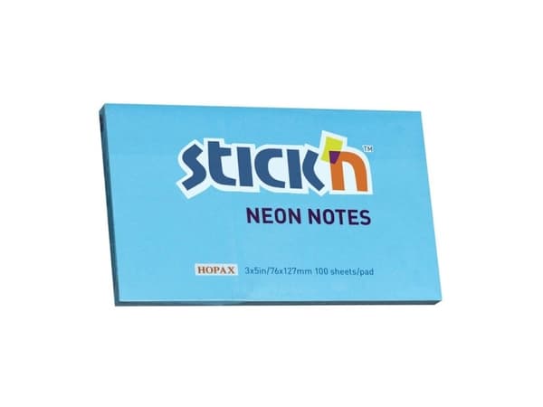 Notes Stick'N NEON blå 76x127mm 100blade - (12 stk.)