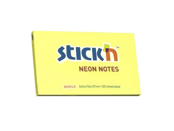 Notes Stick'N NEON gul 76x127mm 100blade - (12 stk.)