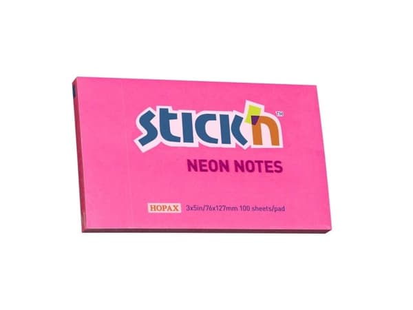 Notes Stick'N NEON rød 76x127mm 100blade - (12 stk.)