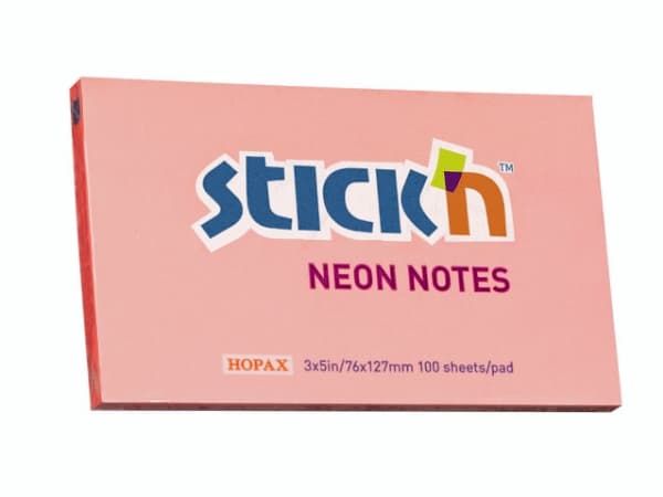 Notes Stick'N NEON rosa 76x127mm 100blade - (12 stk.)