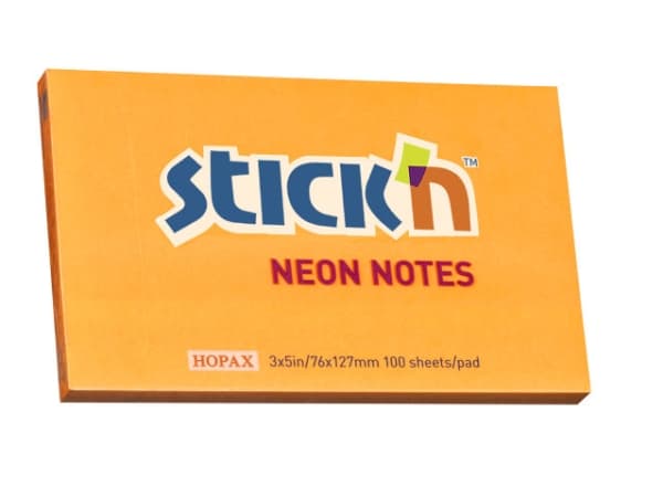 Notes Stick'N NEON orange 76x127mm 100blade - (12 stk.)