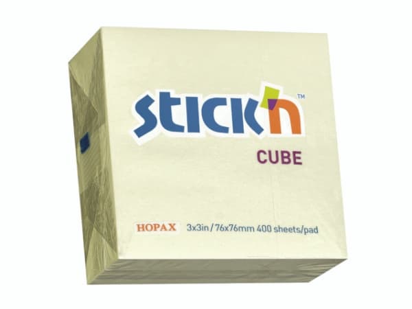 Notes Stick'N Cube gul 76x76mm 400blade - (12 stk.)