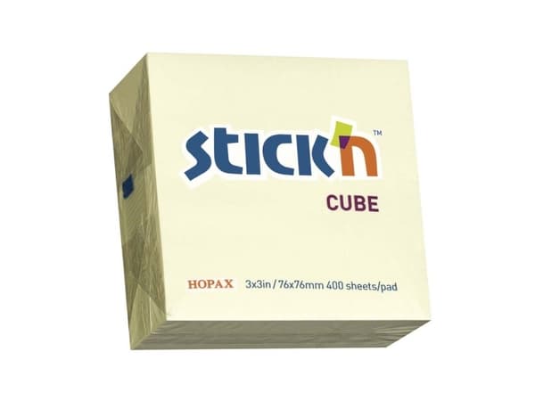 Notes Stick'N Cube gul 76x76mm 400blade - (12 stk.)