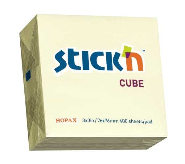 Notes Stick'N Cube gul 76x76mm 400blade - (12 stk.)