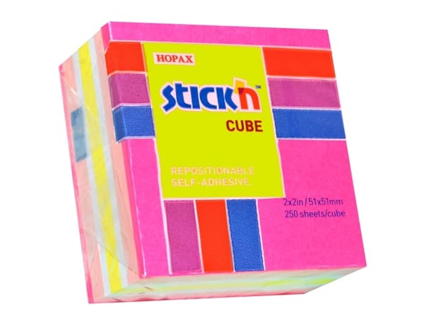 Notes Stick'N Mini Cube rosa/neon pastel 51x51mm 250blade - (12 stk.)