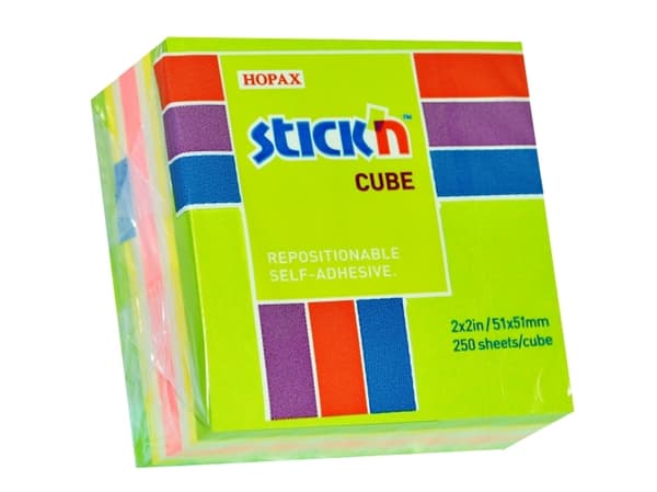 Notes Stick'N Mini Cube grön/neon pastell 51x51mm 250 ark - (12 st.)
