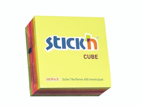 Notes Stick'N NEON Cube 4 ass. neonfärger 76x76mm 320blade - (12 st.)