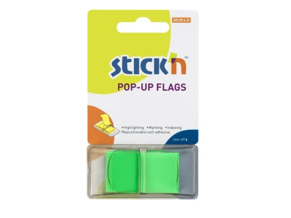 Indexflikar Stick'N Pop Up grön 45x25mm 50 st/pack - (50 st)
