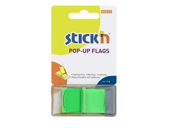 Hakemistolistat Stick'N Pop Up vihreä 45x25mm 50kpl/pakkaus - (50 kpl)