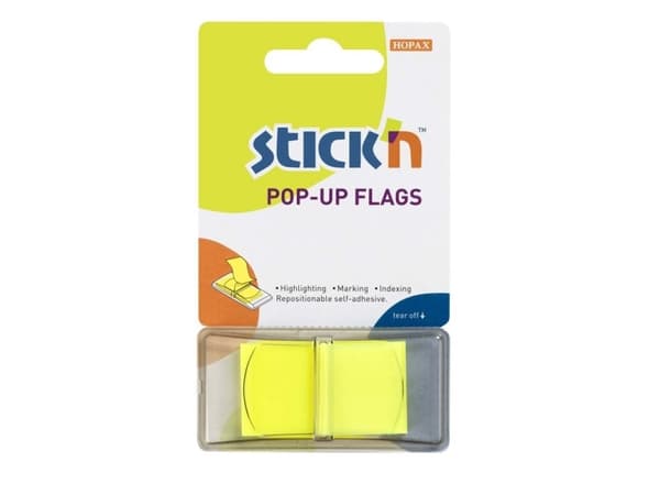 Hakemistolistat Stick'N Pop Up keltainen 45x25mm 50kpl/pakkaus - (50 kpl)