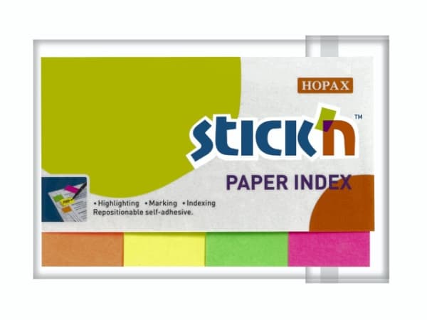 Indeksfaner Stick'N Papir 4 ass. neon 50x20mm 4x25stk/pak
